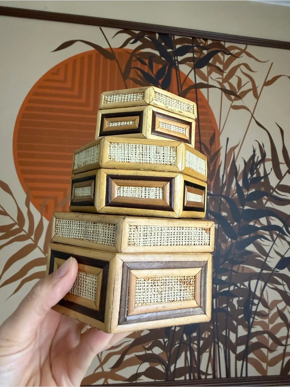 Vintage Boho Stacking Trinket Boxes Set of 3